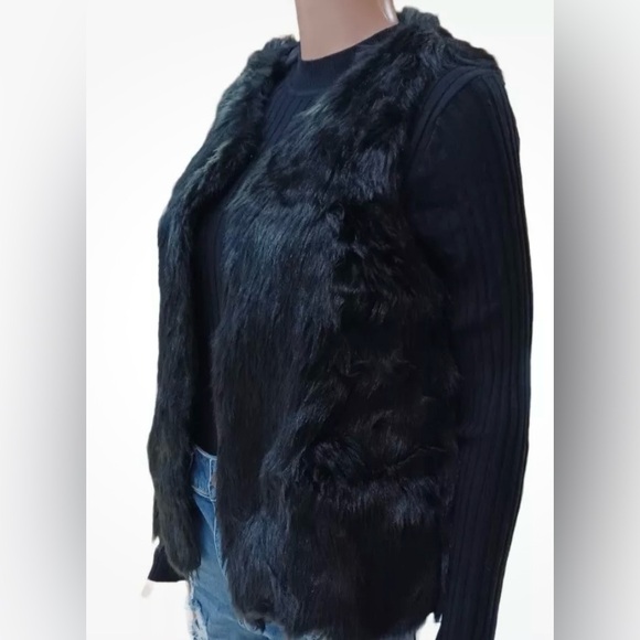 Say What? Women's Faux Fur Black Vest - Picture 5 of 6